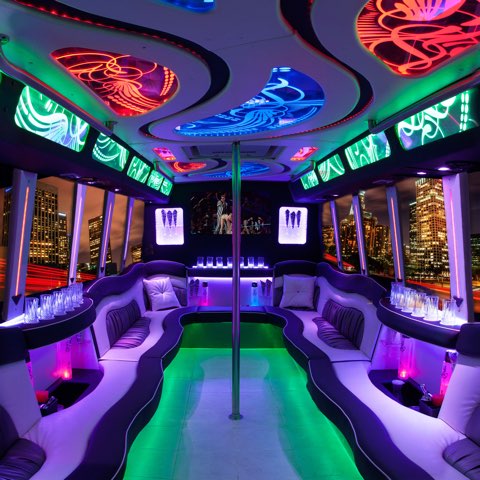 Party Bus Interior with Dancing Pole