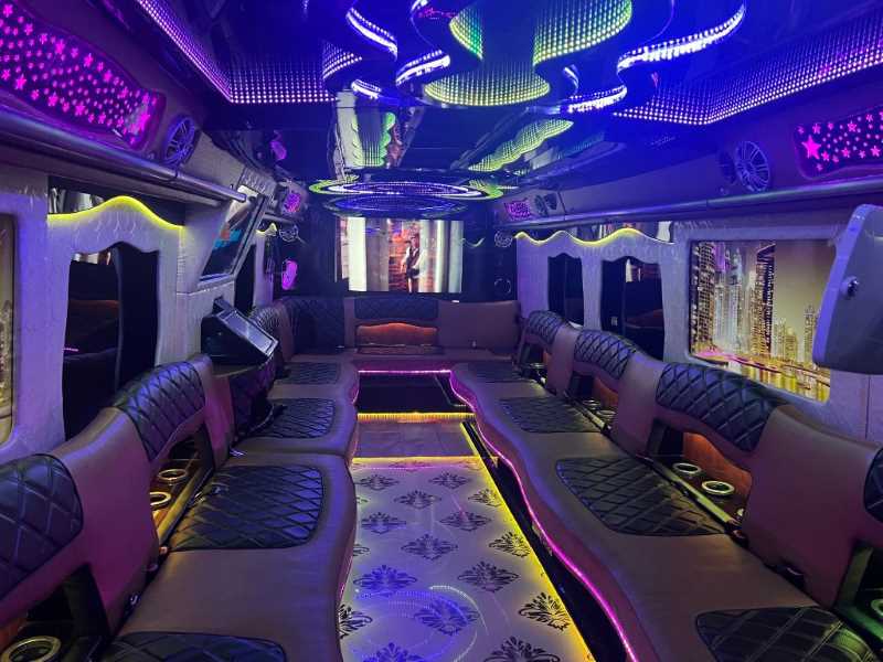Atlantis Party Bus custom lighting seating and dancefloor