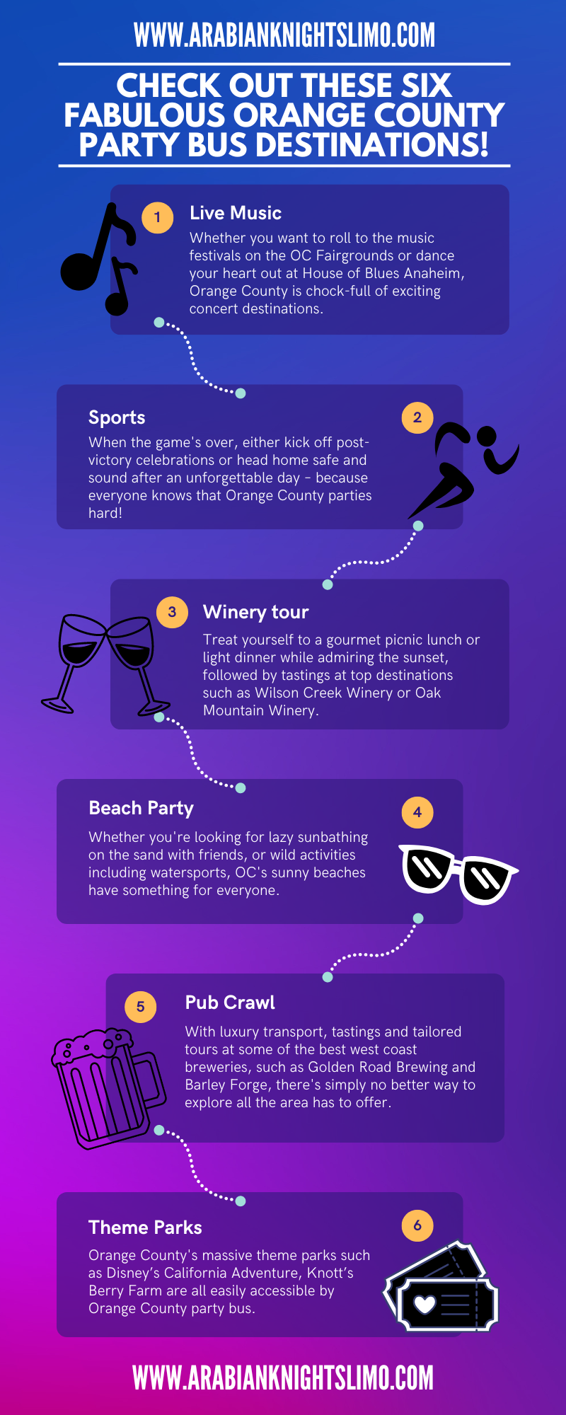 Infographic -Check Out These Six Fabulous Orange County Party Bus Destinations!